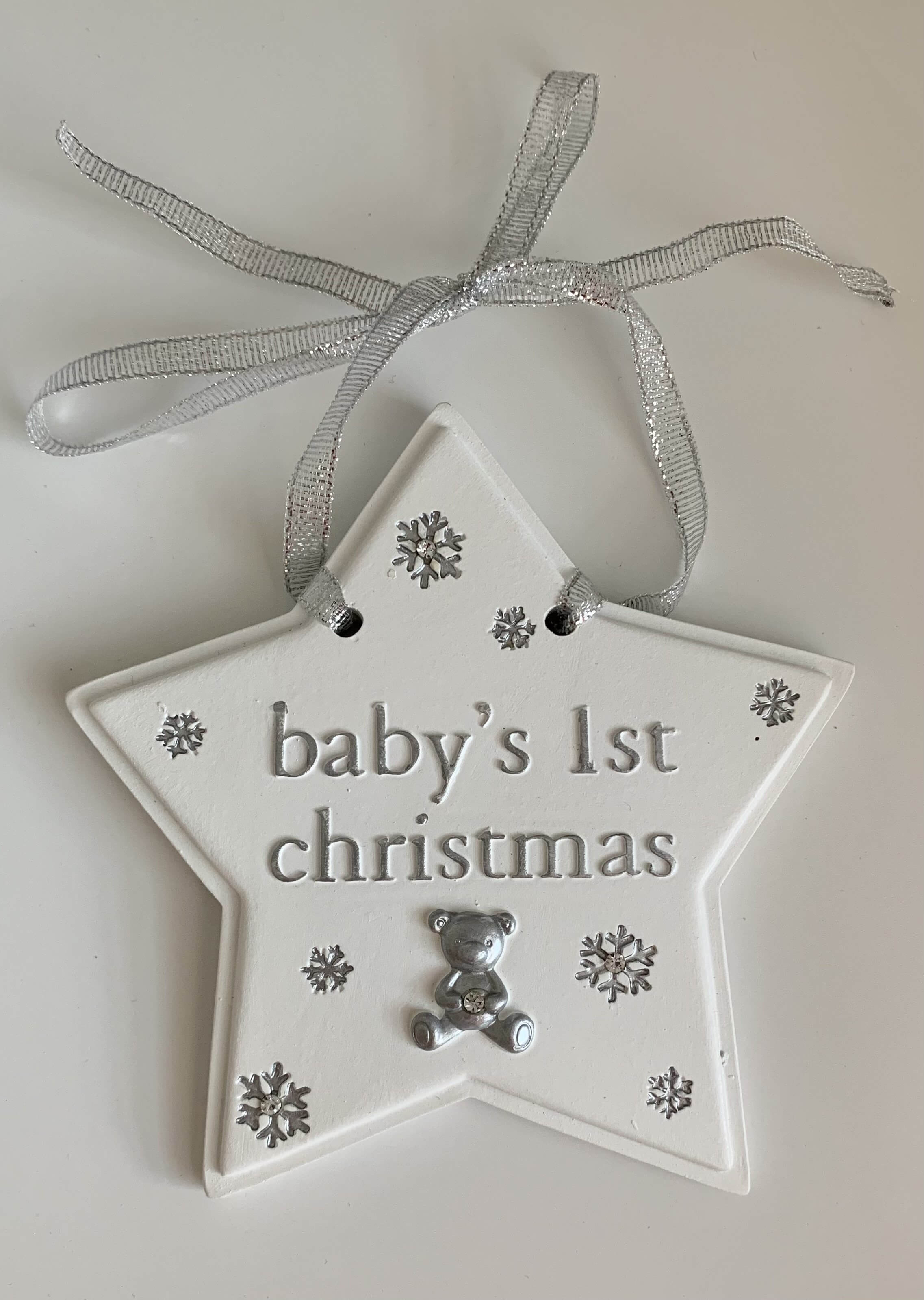 Star shaped baby's 1st christmas decoration