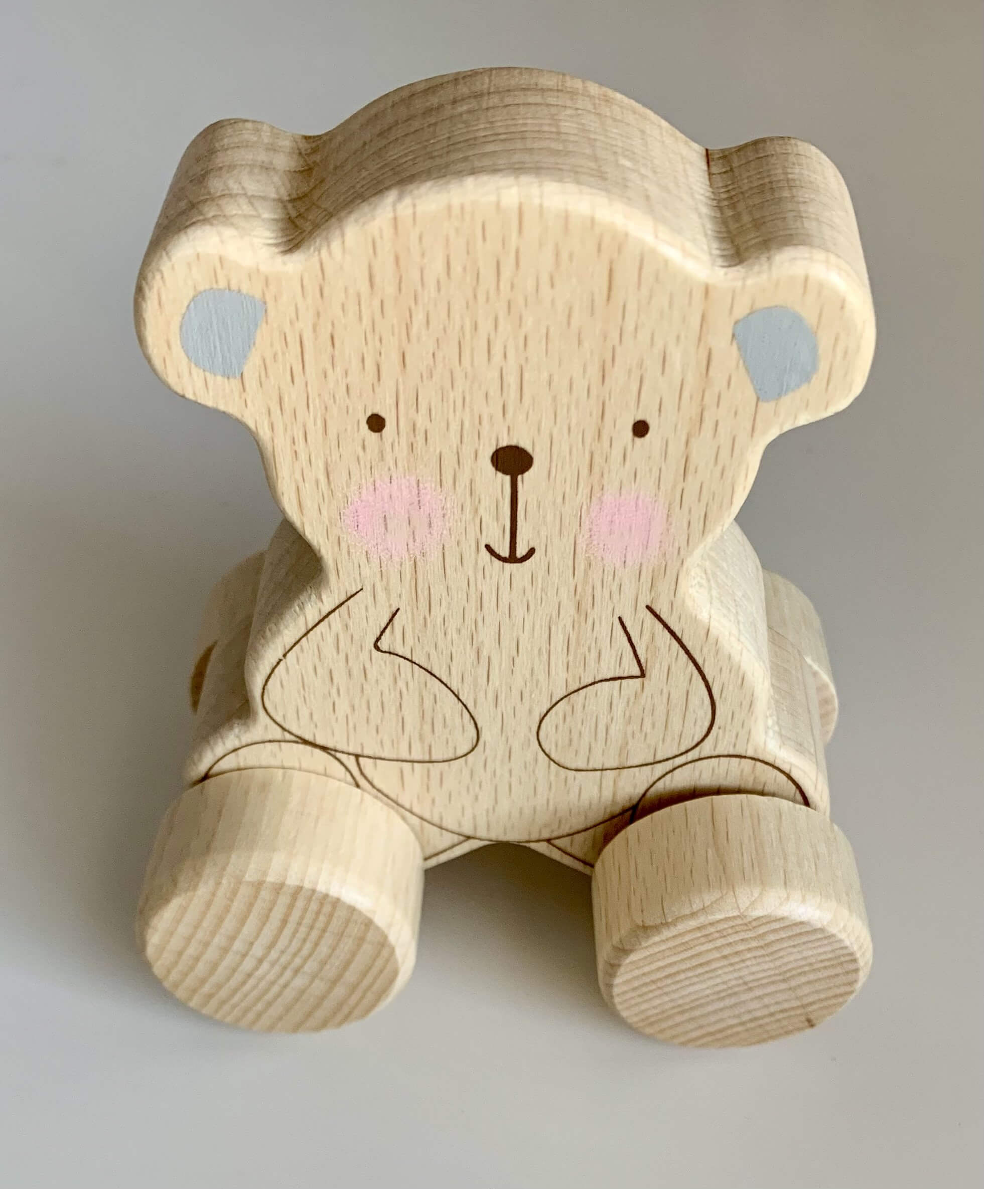 Bear wooden push along toy