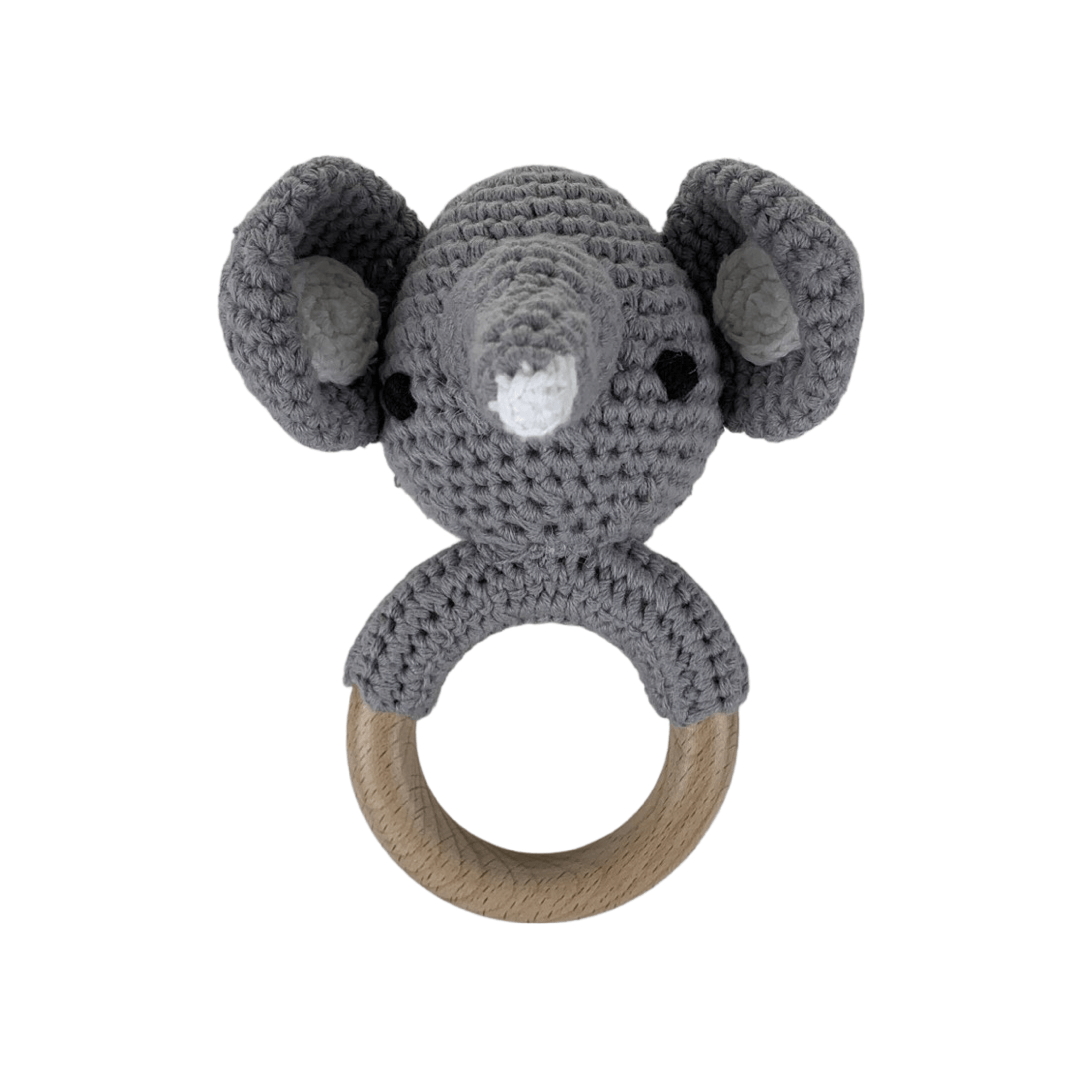 Elephant crochet baby rattle