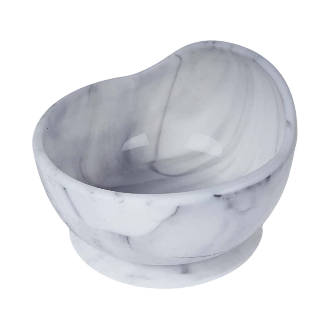 White and grey marble effect baby feeding bowl