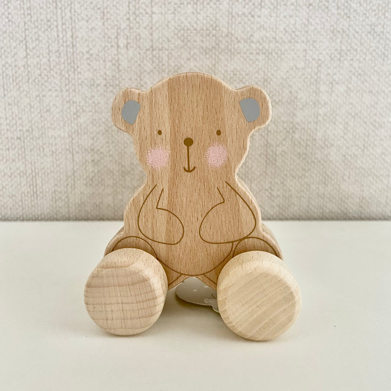 Wooden bear push along toy
