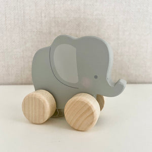 Wooden elephant push toy