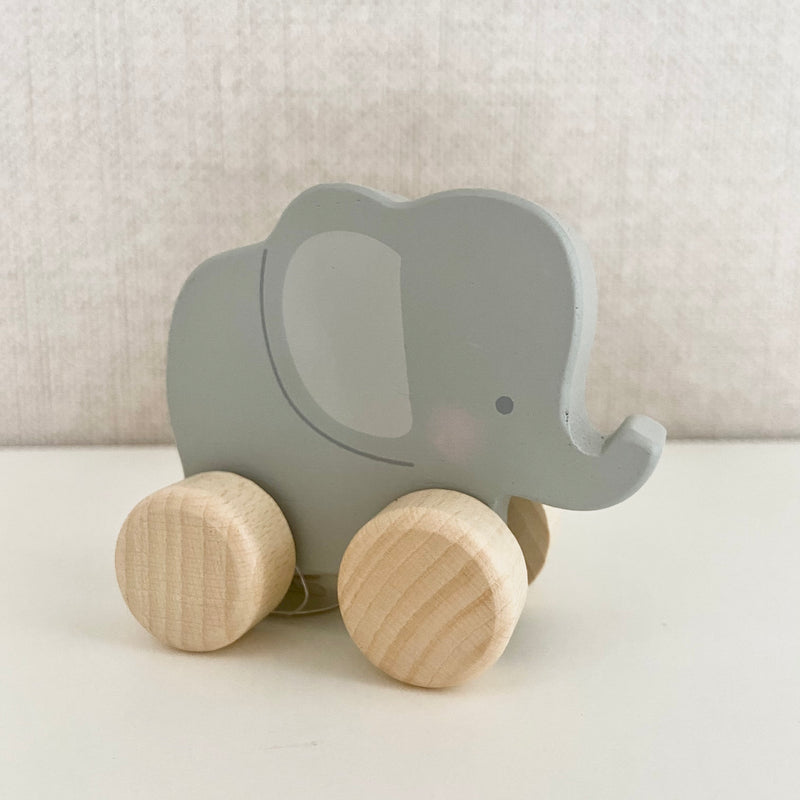 Wooden elephant push along toy