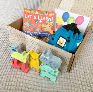 Third Birthday Gift Box with Monster Stacking Toys