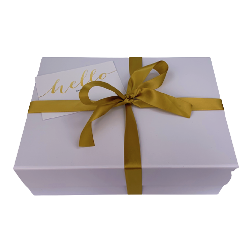 White Keepsake Box with Gold Ribbon